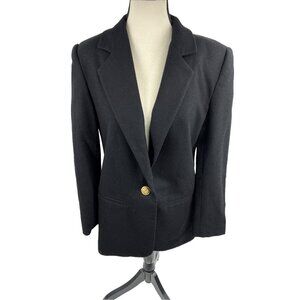 Savannah Womens Blazer Jacket Black Gold Button Career Classic Size 4